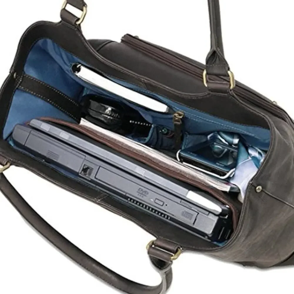 Solo New York Leather Laptop Tote Bag Commuter Travel Trolley Corpcore Sz OS